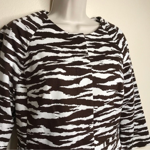 NWT Anne Klein Cropped 3/4 Sleeve Zebra Print Brown Cream Faux Pockets Size 2 - Picture 2 of 16